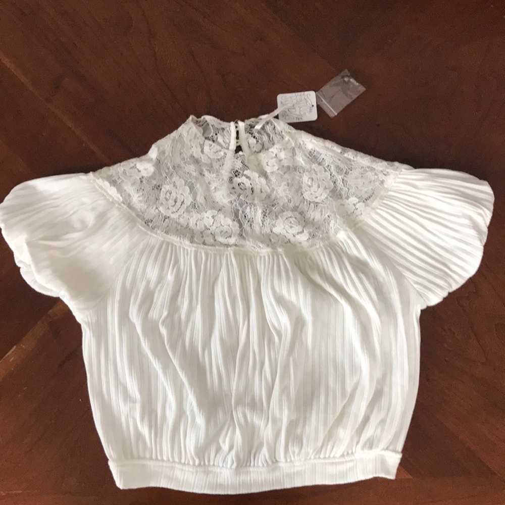 Free People Ivory Lace Top: Size Medium